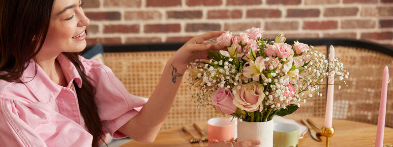 Close up of pink flowers for Valentines Day