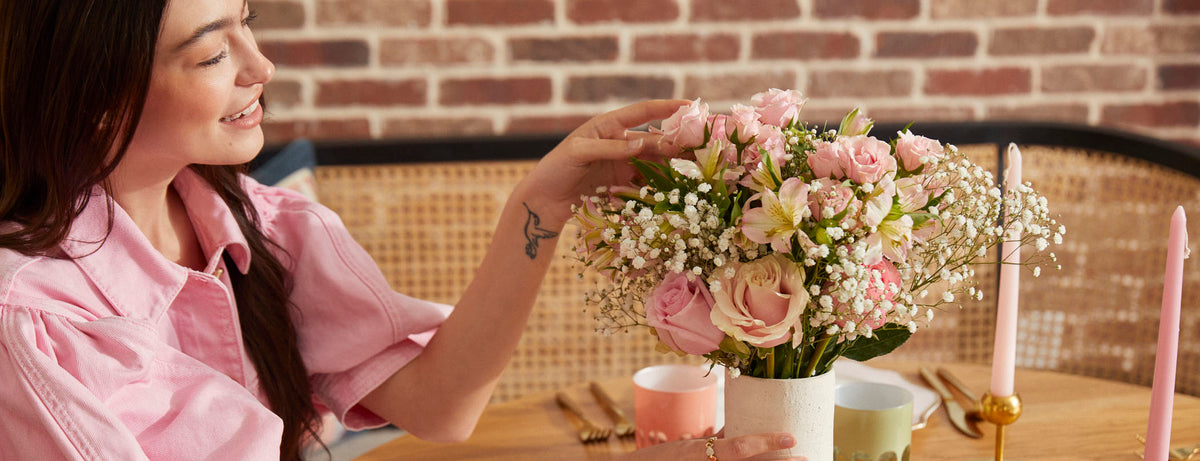 Close up of pink flowers for Valentines Day